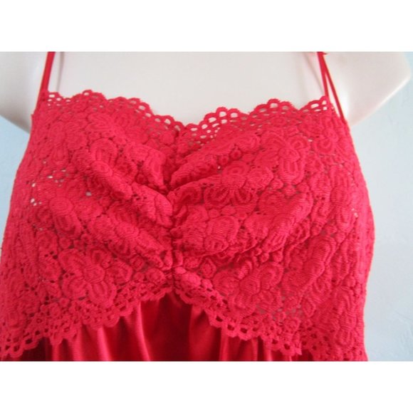 Vanity Fair Baby Doll Red Stretch Lace Bodice Large USA Made Size Large Vintage - Picture 7 of 16